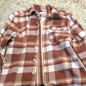 Topman Brown and White Plaid Casual Button Down Shirt